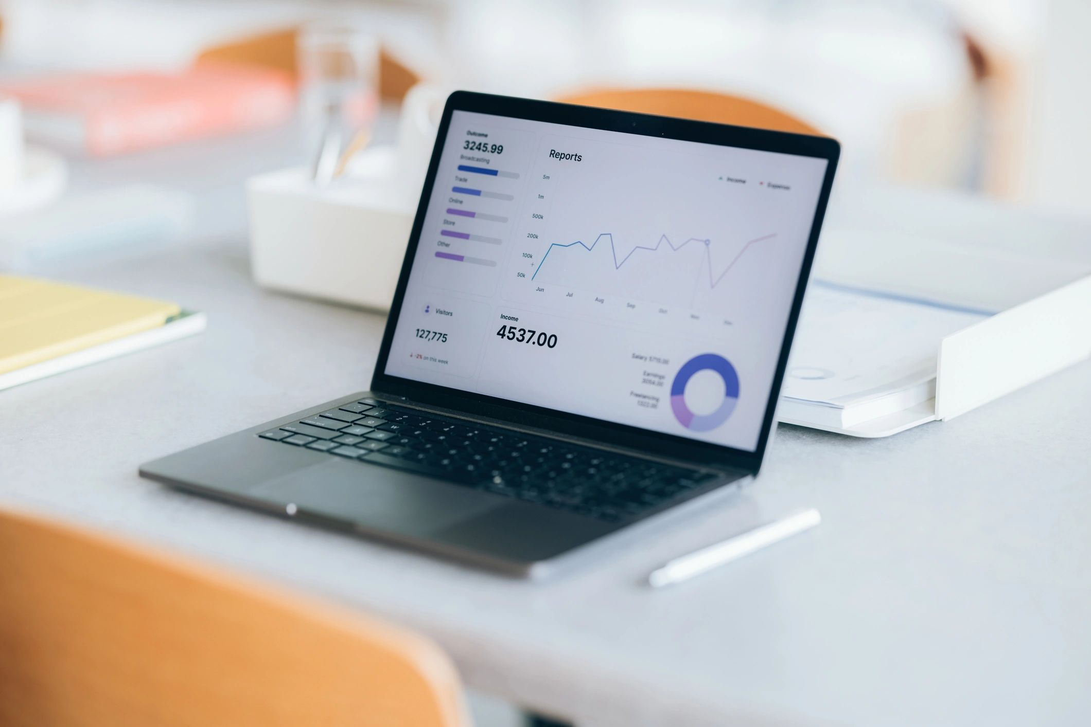 Analytics dashboard on a laptop representing revenue cycle reporting